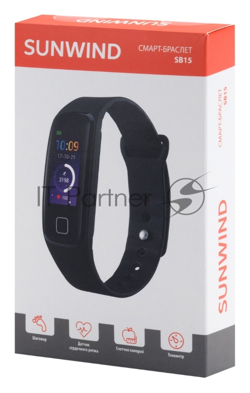 Смарт-браслет SunWind SB15 TFT корп.:черный рем.:черный (SB15B)