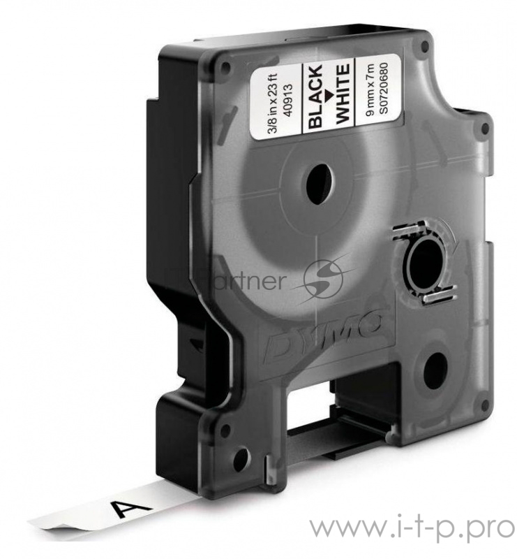 Расходные материалы Картридж с лентой 9 мм х 7м. , пластик черный шрифт на белом фоне S0720680