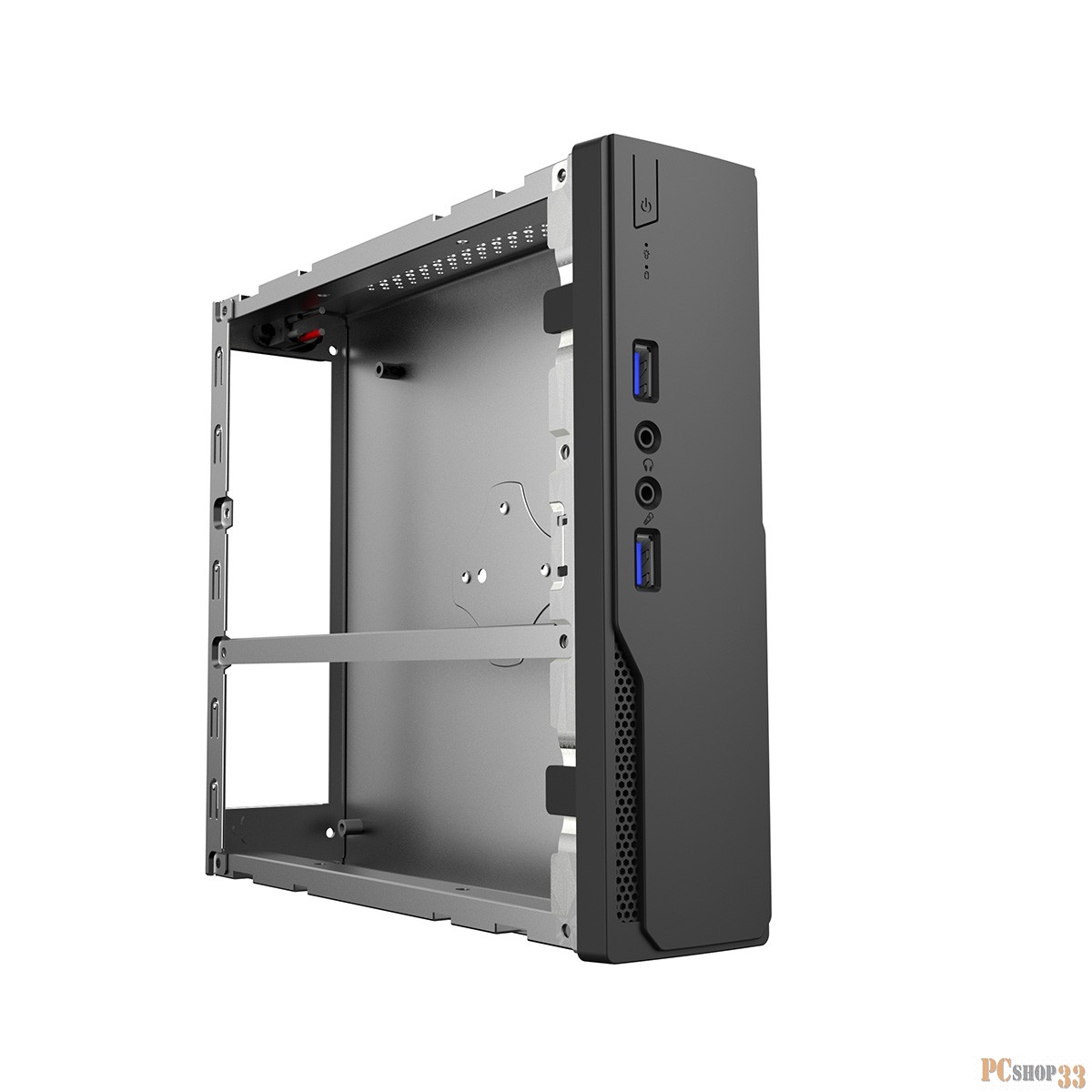 Корпус Foxline FL-103-AD065-DC Case Foxline mITX 65W ext., DC-converter, 2xUSB2.0, 1x40mmFan, Black, VESA, powercord