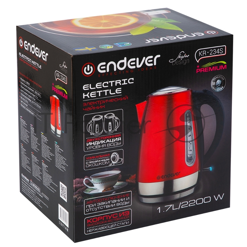 Чайник Endever Skyline KR-234S, красный
