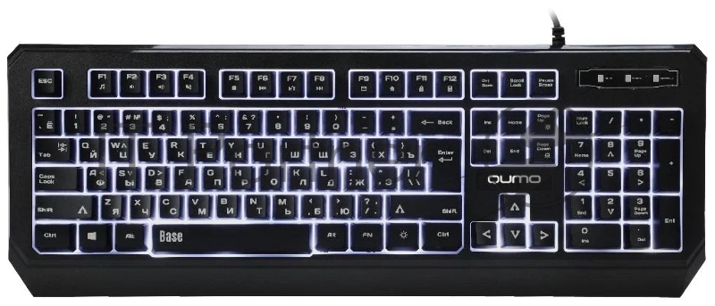 Клав-ра Qumo office BASE K59, проводная, 104 клавиши, подсветка белого цвета, плетеный кабель, golden USB