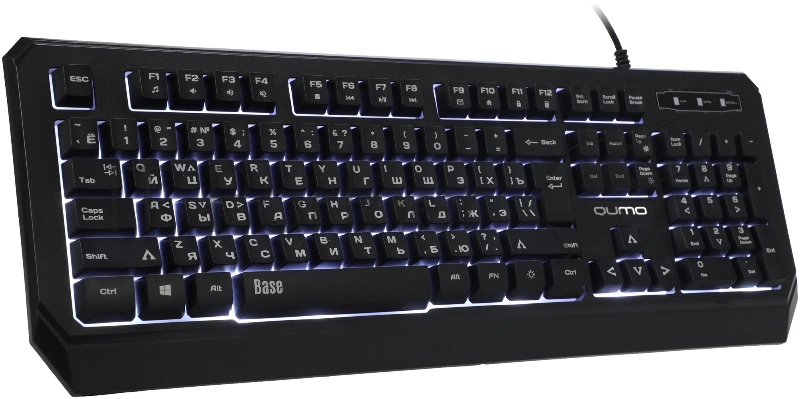 Клав-ра Qumo office BASE K59, проводная, 104 клавиши, подсветка белого цвета, плетеный кабель, golden USB