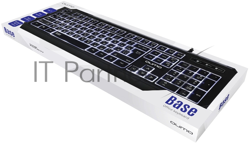 Клав-ра Qumo office BASE K59, проводная, 104 клавиши, подсветка белого цвета, плетеный кабель, golden USB