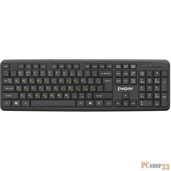 Комплект ExeGate EX289454RUS Professional Standard Combo MK120-20 (клавиатура влагозащищенная 104кл. + мышь оптическая 1000dpi, 3 кнопки и колесо прокрутки, длина кабелей 1,3м упаковка 20шт. USB, черный, Brownbox)