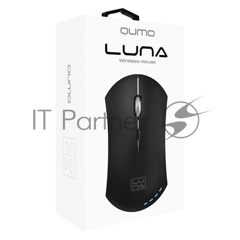 Мышь Qumo Office Luna M74 black, беспроводная, офис, аккумуляторная 600 mAh, кабель зарядки