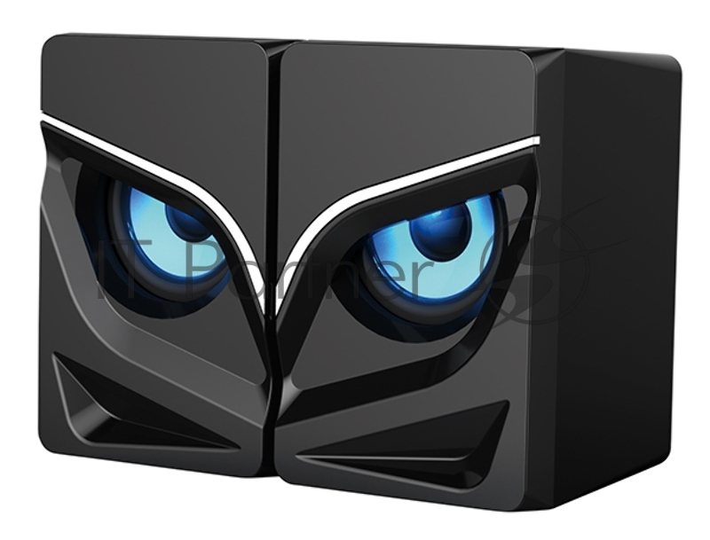 Колонки 2.0 Qumo Rage AS005, 10 ВТ, объемное звучание, синяя подсветка (отключаемая), USB+Jack 3,5мм