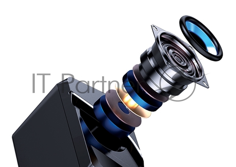 Колонки 2.0 Qumo Rage AS005, 10 ВТ, объемное звучание, синяя подсветка (отключаемая), USB+Jack 3,5мм