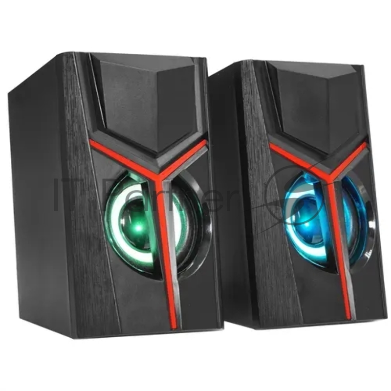 Колонки 2.0 Qumo TRON AS007, 10 ВТ, объемное звучание, RGB подсветка, USB+Jack 3,5мм