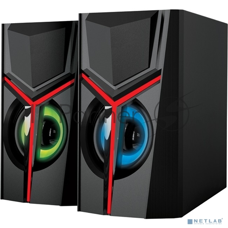 Колонки 2.0 Qumo TRON AS007, 10 ВТ, объемное звучание, RGB подсветка, USB+Jack 3,5мм