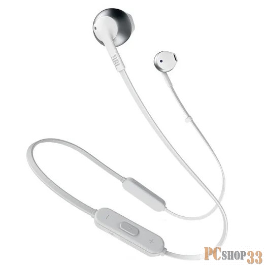 Наушники JBL T205BT белый/серебристый беспроводные bluetooth