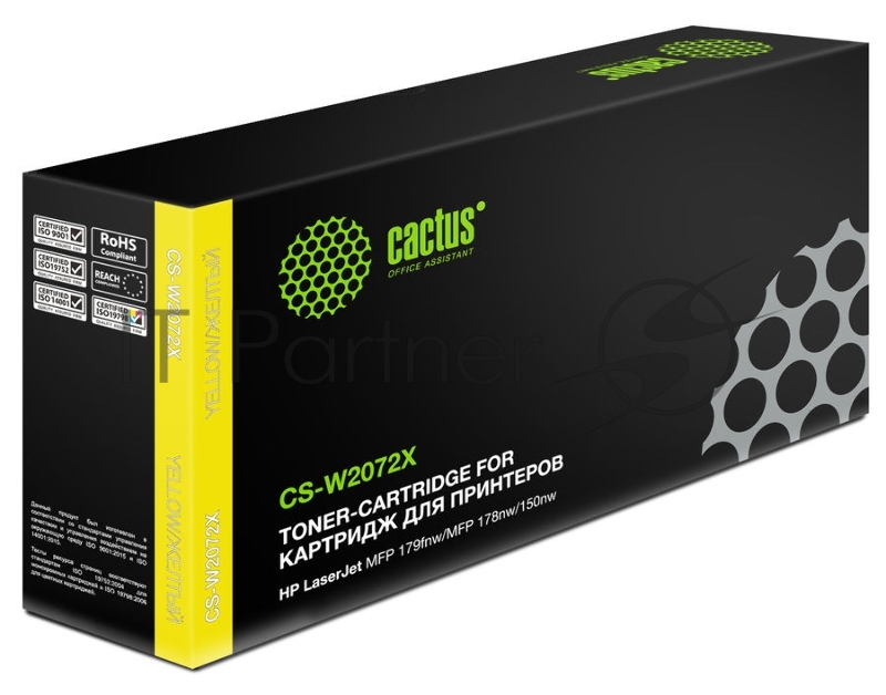 Картридж лазерный Cactus CS-W2072X желтый (1300стр.) для HP Color Laser 150a/150nw/178nw MFP/179fnw MFP