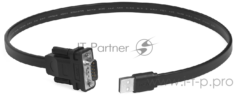 Переходник Greenconnect Конвертер-переходник 0.5m плоский, черный, позолоченные коннекторы, 28/26 AWG, USB 2.0 AM / DB9 RS-232 PRO , чипсет PL2303RA (GCR-UOC5M-BCG-0.5m)