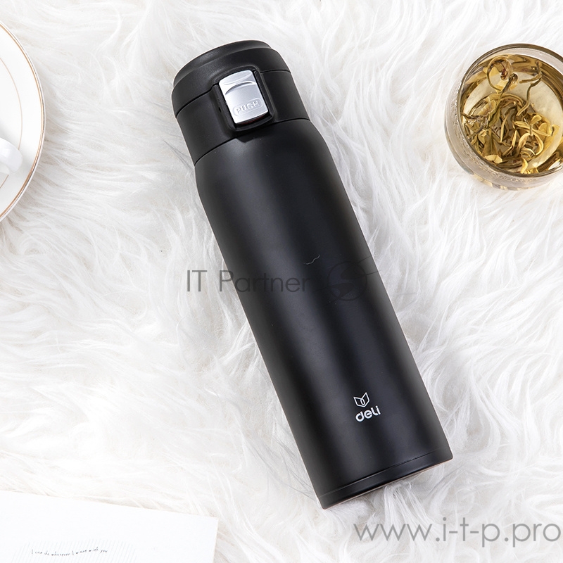 Термос Deli 17656Black 0.48л. черный
