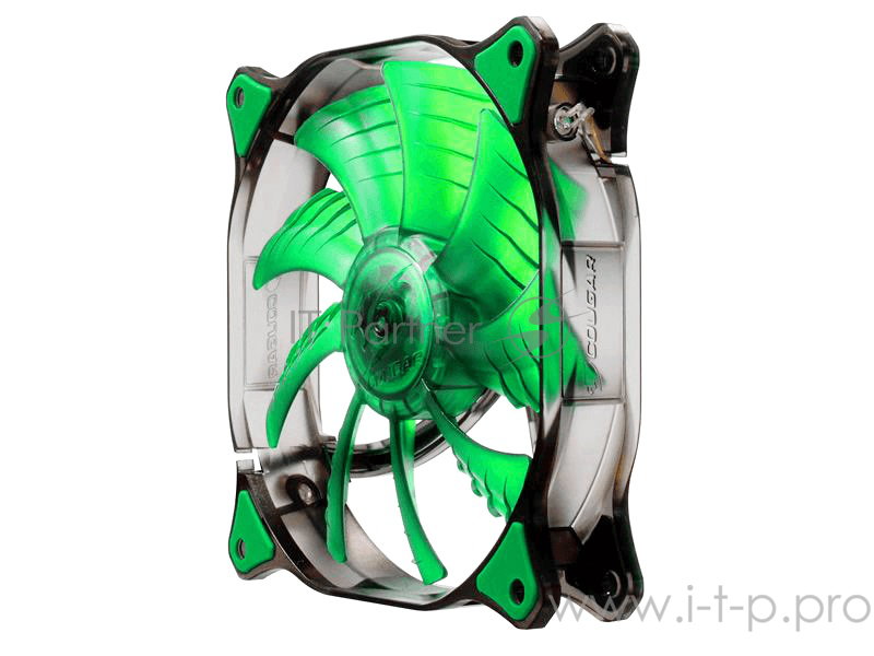 Вентиляторы Cougar CFD140 GREEN Вентилятор CFD140 GREEN 140x 140x 25мм (40шт./кор, пит. от мат.платы и БП, красная подсветка, 1000об/мин) (CF-D14HB-G) Retail