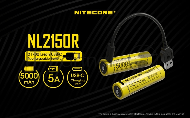 Аккумулятор Nitecore NL2150R 21700 Li-Ion 5000mAh