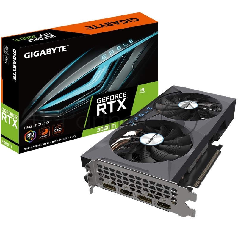 Видеокарта Gigabyte PCI-E 4.0 GV-N306TEAGLE OC-8GD 2.0 LHR NVIDIA GeForce RTX 3060Ti 8192Mb 256 GDDR6 1695/14000/HDMIx2/DPx2/HDCP Ret