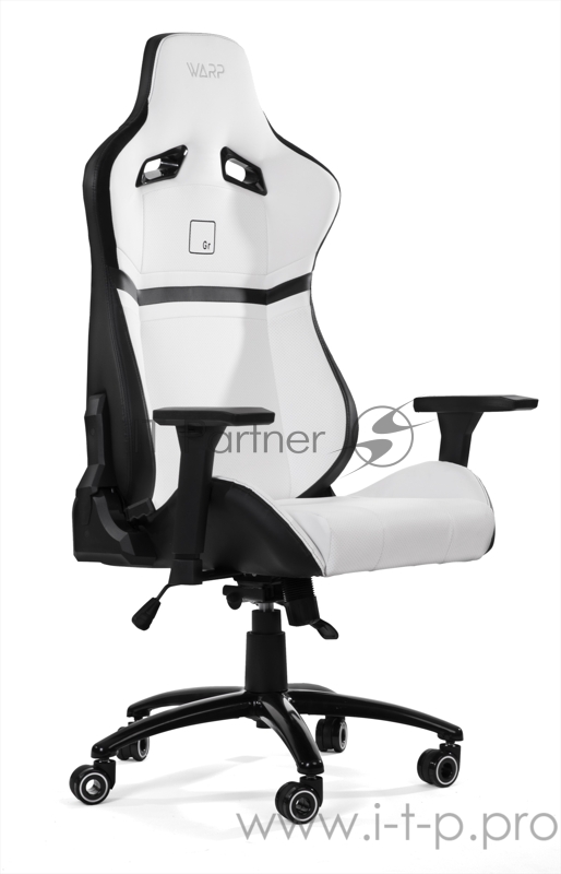 Игровое кресло WARP Gr бело-чёрное (экокожа, алькантара) (GR-WBK)