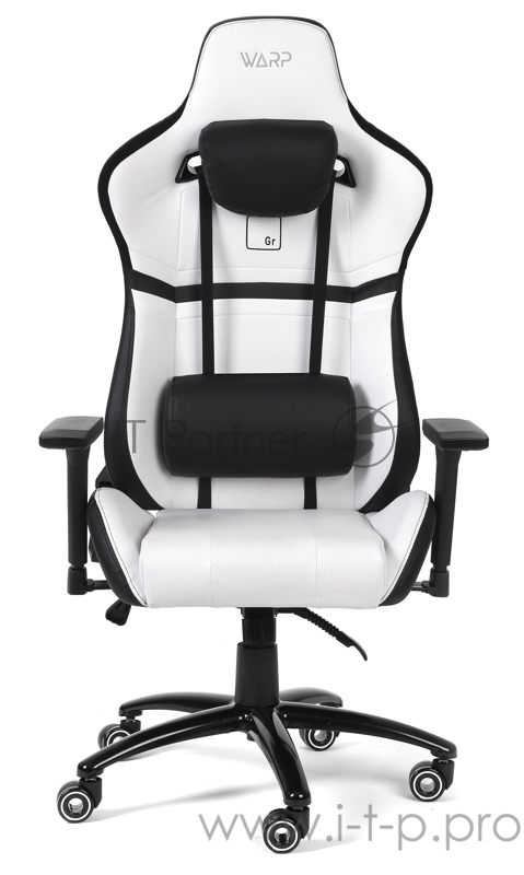 Игровое кресло WARP Gr бело-чёрное (экокожа, алькантара) (GR-WBK)