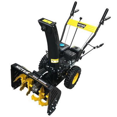 Снегоуборочная техника Huter SGC 4000E 70/7/14 Снегоуборщик { 6,5л.с, скорости 4 вперед 2- назад, ширина 56, высата 42. Электростартер от сети 220В, ФАРА -нет, Подогрев ручек - нет, объем топлевного бака 3,0. Вес 64 кг }