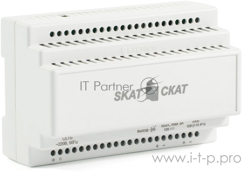 Источник питания SKAT-12-3,0 DIN 12В 3А пластиковый корпус под DIN рейку 35 мм SKAT-12-3,0 DIN power supply 12V 3A plastic case for 35 mm DIN rail