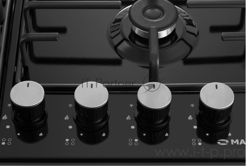 Встраиваемые газовые панели MAUNFELD Встраиваемые газовые панели MAUNFELD/ Тип: газовая 60см, Тип установки: независимая • Управление: фронтальное, переключатели поворотные, черный