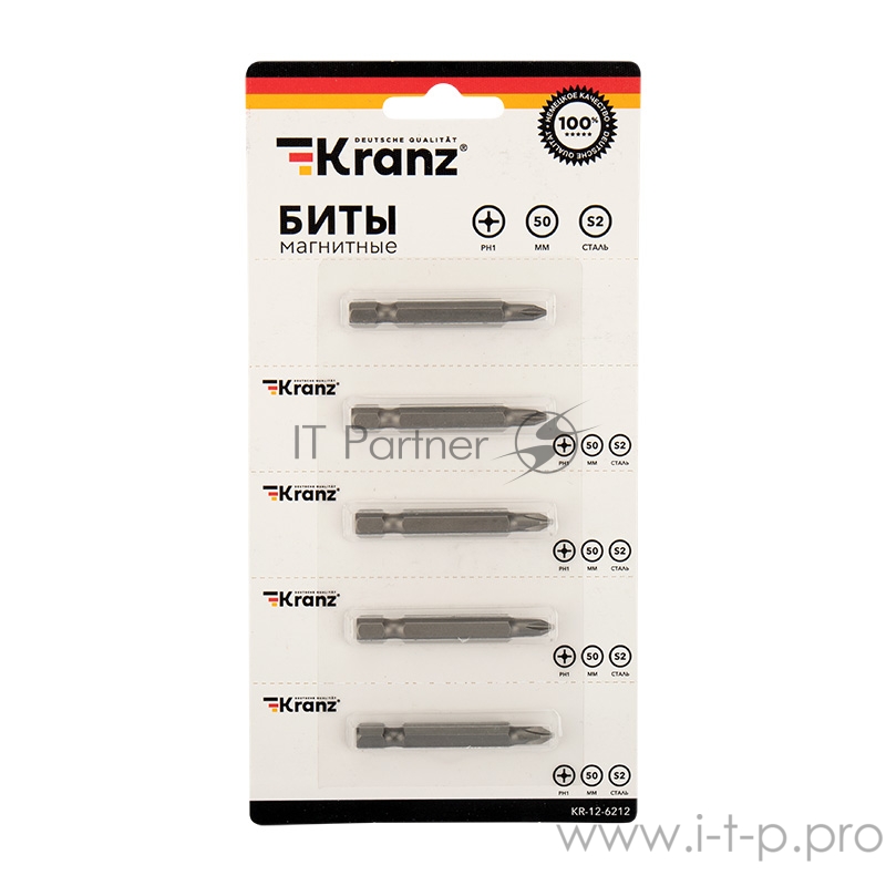 Бита PH 1x50 ммдля шуруповерта сталь S2 5 шт. (лента) Kranz
