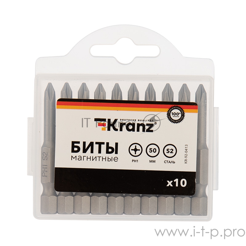 Бита PH1х50 мм для шуруповерта (упак. 10 шт.) Kranz