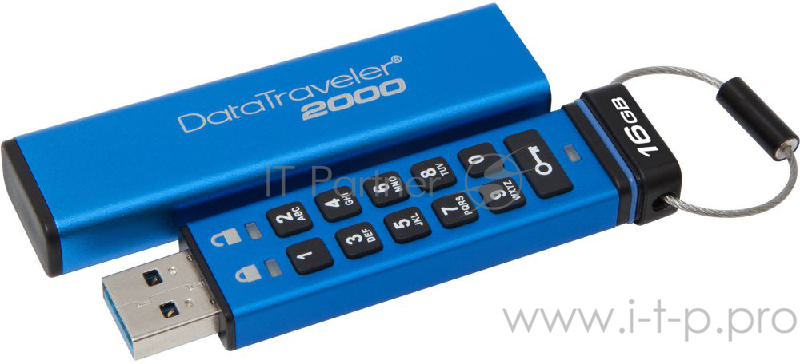 Носитель информации Kingston USB Drive 16Gb DT2000/16GB keypad, 256-AES {USB3.1}