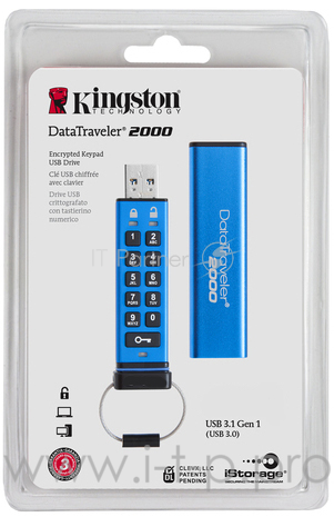 Носитель информации Kingston USB Drive 16Gb DT2000/16GB keypad, 256-AES {USB3.1}