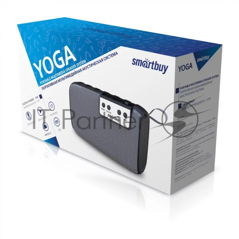 Акустическая система Smartbuy YOGA, 5Вт, Bluetooth, MP3, FM-радио, черная (арт. SBS-5050)/100