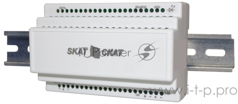 Источник питания Скат 2400М DIN 24В 1,3А 2 внешн. АКБ 4,5-7Ач хол. пуск СС ТР ПБ Slope 2400M DIN power supply 24V 1.3A 2 ext. Battery 4.5-7Ah cold. launch of SS TR PB