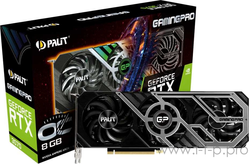 Видеокарта Palit PCI-E 4.0 PA-RTX3070 GAMINGPRO OC 8G V1 LHR NVIDIA GeForce RTX 3070 8192Mb 256 GDDR6 1500/14000/HDMIx1/DPx3/HDCP Ret