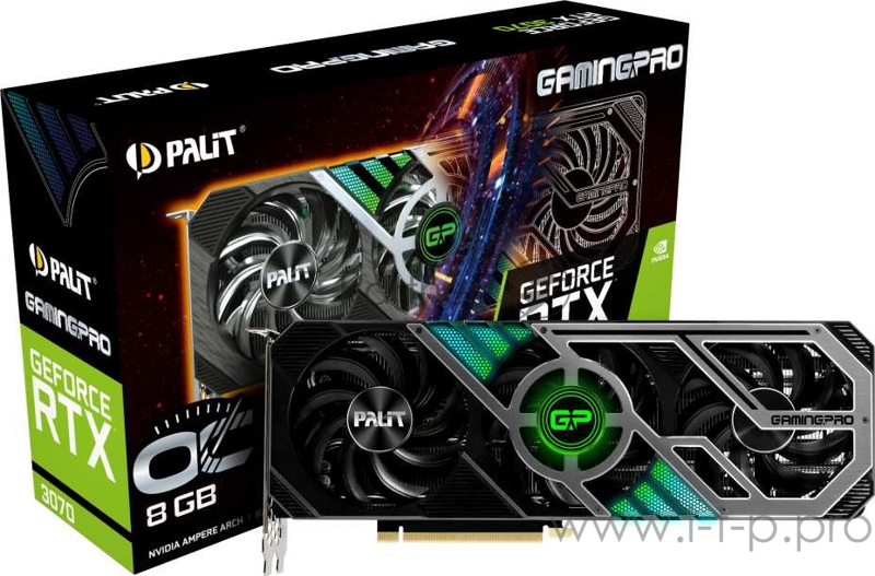Видеокарта Palit PCI-E 4.0 PA-RTX3070 GAMINGPRO OC 8G V1 LHR NVIDIA GeForce RTX 3070 8192Mb 256 GDDR6 1500/14000/HDMIx1/DPx3/HDCP Ret