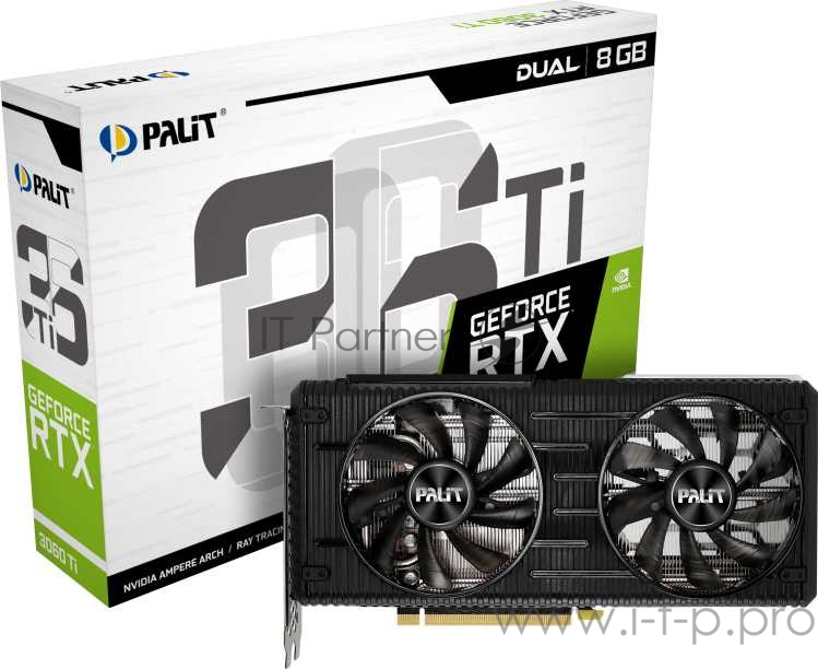Видеокарта Palit PCI-E 4.0 PA-RTX3060Ti DUAL 8G V1 LHR NVIDIA GeForce RTX 3060Ti 8192Mb 256 GDDR6 1410/14000/HDMIx1/DPx3/HDCP Ret