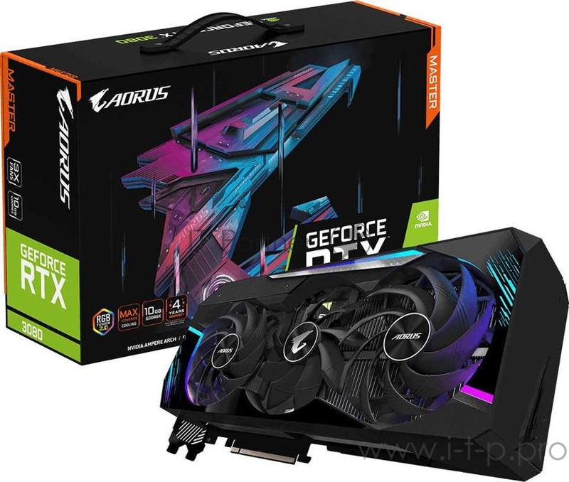 Видеокарта Gigabyte PCI-E 4.0 GV-N3080AORUS M-10GD 2.0 LHR NVIDIA GeForce RTX 3080 10240Mb 320 GDDR6X 1845/19000/HDMIx3/DPx3/HDCP Ret