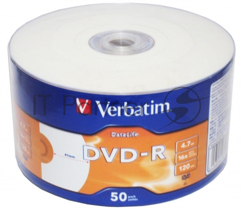 Диск Verbatim Диски DVD-R 4,7 Gb 16x DataLife Inkjet Printable, Shrink, 50 шт (43793)