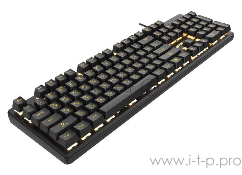 Игровая клавиатура чёрная HIPER GK-4 CRUSIDER (Slim, USB, Xianghu Blue switches, Янтарная подсветка, Влагозащита)