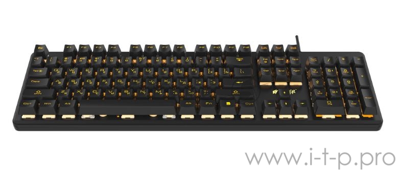 Игровая клавиатура чёрная HIPER GK-4 CRUSIDER (Slim, USB, Xianghu Blue switches, Янтарная подсветка, Влагозащита)