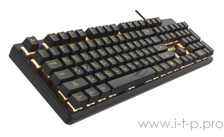 Игровая клавиатура чёрная HIPER GK-4 CRUSIDER (Slim, USB, Xianghu Blue switches, Янтарная подсветка, Влагозащита)