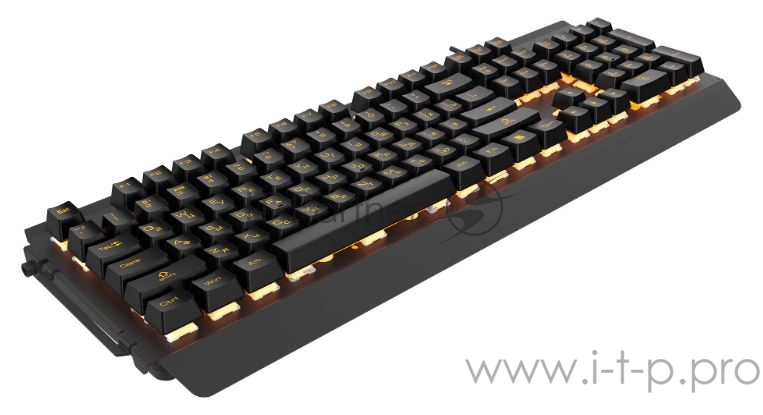 Игровая клавиатура чёрная HIPER GK-5 PALADIN (USB, Xianghu Blue switches, Янтарная подсветка, Влагозащита)