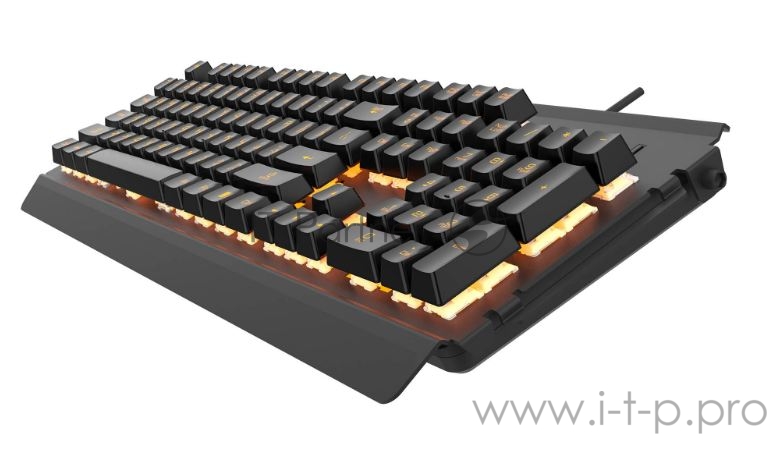 Игровая клавиатура чёрная HIPER GK-5 PALADIN (USB, Xianghu Blue switches, Янтарная подсветка, Влагозащита)