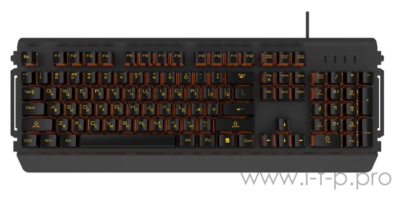 Игровая клавиатура чёрная HIPER GK-5 PALADIN (USB, Xianghu Blue switches, Янтарная подсветка, Влагозащита)