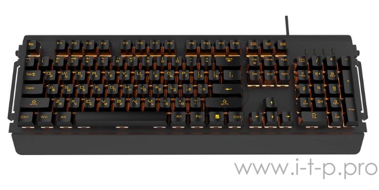 Игровая клавиатура чёрная HIPER GK-5 PALADIN (USB, Xianghu Blue switches, Янтарная подсветка, Влагозащита)