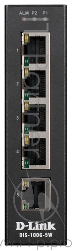 Сетевое оборудование D-Link DIS-100G-5W/A1A Промышленный неуправляемый коммутатор с 5 портами 10/100/1000Base-T, функцией энергосбережения и поддержкой QoS