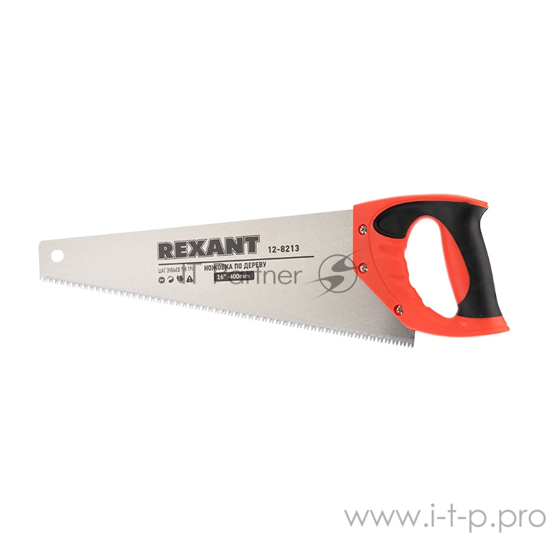 Ножовка по дереву REXANT «Зубец» 400 мм, 7-8 TPI, каленый зуб 2D, двухкомпонентная рукоятка