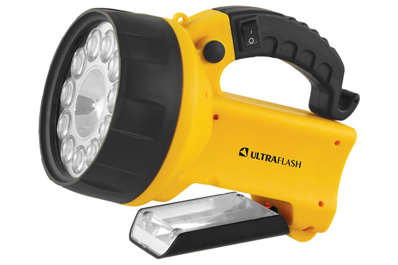 Ultraflash Фонари Ultraflash UF3753LED (фонарь аккум 220В/12В, желтый, 11 LED.+ галог, 4В 2Ач,,пластик, коробка)