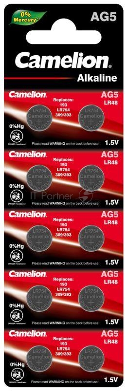 Батарейка Camelion G 5 BL-10 Mercury Free (AG5-BP10(0%Hg), 393A/LR754/193 батарейка для часов)