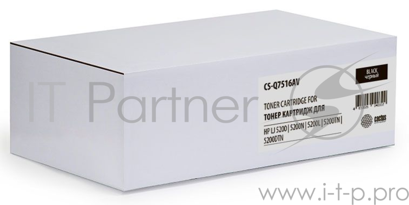Расходные материалы CACTUS Q7516A Картридж Cactus CS-Q7516AV для принтеров HP LaserJet 5200/5200N Canon LBP 3500 черный 12000 стр.