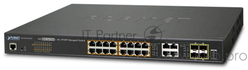 Коммутатор PLANET GS-4210-16P4C IPv6/IPv4, 16-Port Managed 802.3at POE+ Gigabit Ethernet Switch + 4-Port Gigabit Combo TP/SFP (220W)