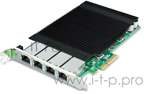 Сетевой адаптер PLANET 4-Port 10/100/1000T 802.3at PoE+ PCI Express Server Adapter (120W PoE budget, PCIe x4, -10 to 60 C, Intel Ethernet Controller)